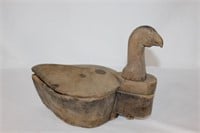 Primitive Wood Duck Carved - swivel back