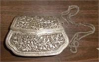 white brass filigree purse Indo-Persian style