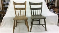 Pair of Primitive Wood Chairs-
