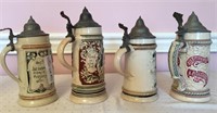 4 Unmatched stein, 1/4 L, relief with varied