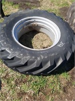 18.4x34 tire, rusted out rim