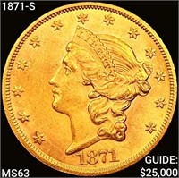 1871-S $20 Gold Double Eagle CHOICE BU
