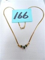14kt Yellow Gold, 4.0gr. 16" Diamond and Emerald