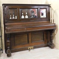 1886 James & Holmstrom Upright Oak Piano.