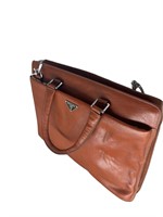 Cognac Smooth Leather Slim Briefcase Bag