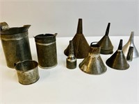 VINTAGE TIN MEASURES & FUNNELS