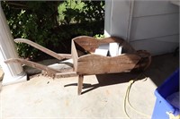 wood decor yard wheel barrow