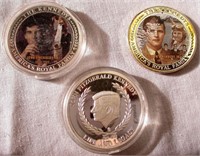 Lot of 3 Kennedy Silver Plated Commemorative Coins