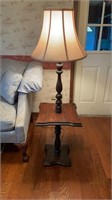Wooden Lamp End Table, 52” Tall.