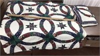 Approx 82”x80” bed spread & pillow covers