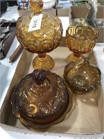Amber glass pieces