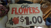 Wooden sign "Cut flowers for $1"