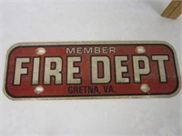 Gretna, VA Fire Dept Tag