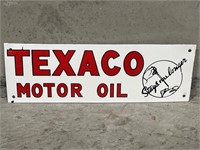 TEXACO MOTOR OIL Stays Full Longer Enamel Sign -