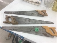 3 wood handle saws