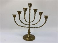 7 candle, 11" tall, China Brass Menora like,