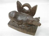 5.75" Tall Carved Wood Water Buffalo Statue