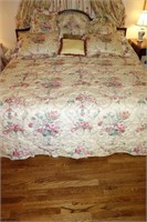 KING SIZE BED AND BEDDING COMFORTER AND HEADBOARD