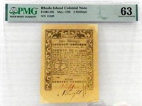 RHODE ISLAND COLONIAL NOTE PMG 63