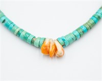 Santo Domingo Turquoise Coral Disk Necklace