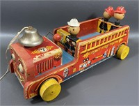 Vintage Wooden Looky Fire Truck Pull Toy