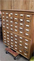 Antique 60-Drawer Oak Library Index Cabinet