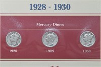 3 Mercury Dime Coin and Stamp Collection