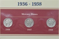 3 Mercury Dime Coin and Stamp Collection