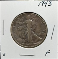 S: 1943 F WALKING LIBERTY HALF