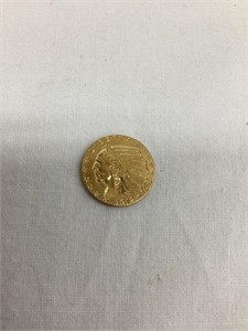 1912, 2 1/2 Dollar Gold Coin w/ Indian Head, GOLD