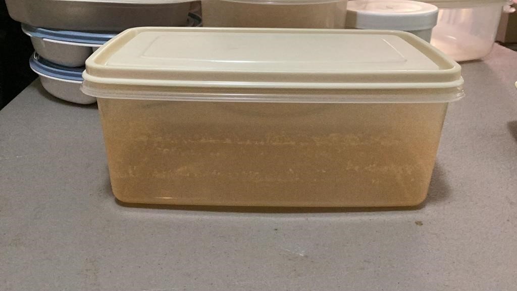 Assortment of plastic storage containers not all