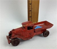 Red metal die cast Toy Dump Truck.