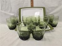 Vintage Forest Green Anchor Hocking Glasses