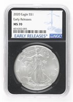 2020 ONE OUNCE SILVER EAGLE SILVER $1 DOLLAR