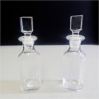 2 Vintage Clear Glass Apothecary Bottles