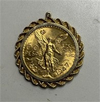 1947 50 PESOS 37.5gr GOLD MEXICO COIN 1.2056oz