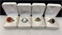 4 size 10 costume jewelry rings, ring boxes, not