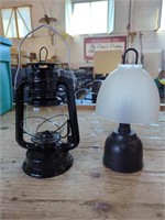 Two Camping Lanterns, Battery Powered and Oil Lamp