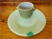 Vintage 2pc Green Plate, Cup