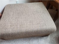 Vintage Wood/ Beige Fabric Seat/ Bench