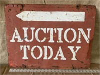 Vintage metal auction sign