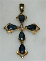 Sapphire and Diamond Pendant Cross.