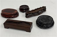 Lot (5) carved rosewood stands