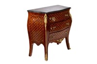 FRENCH MARBLE TOP THREE DRAWER COMMODE