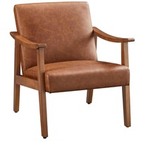 Yaheetech PU Leather Accent Chair, Mid-Century Mod