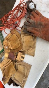 Leather tool belts, welding gloves, extension