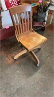 Wooden Desk Chair on Rollers