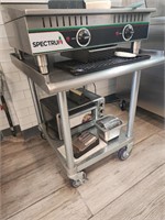 LIKE NEW SS GRILL STAND ON WHEELS 24" X 30" X 29"
