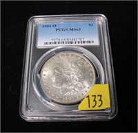 1901-O Morgan dollar, PCGS slab certified MS-63