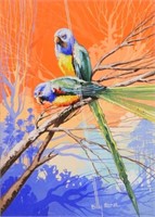1940s Billy Moran Parrots Painting